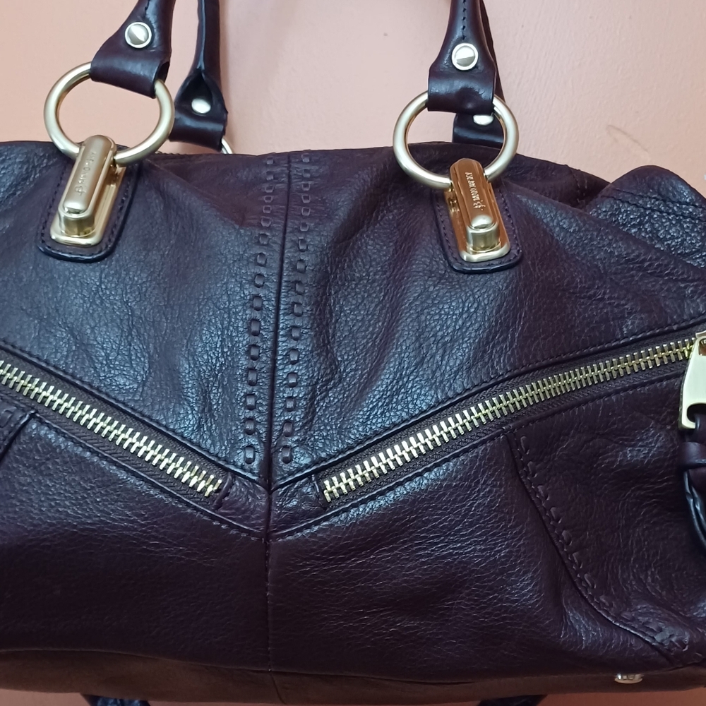 B. Makowsky Dark Brown Leather Shoulder Bag